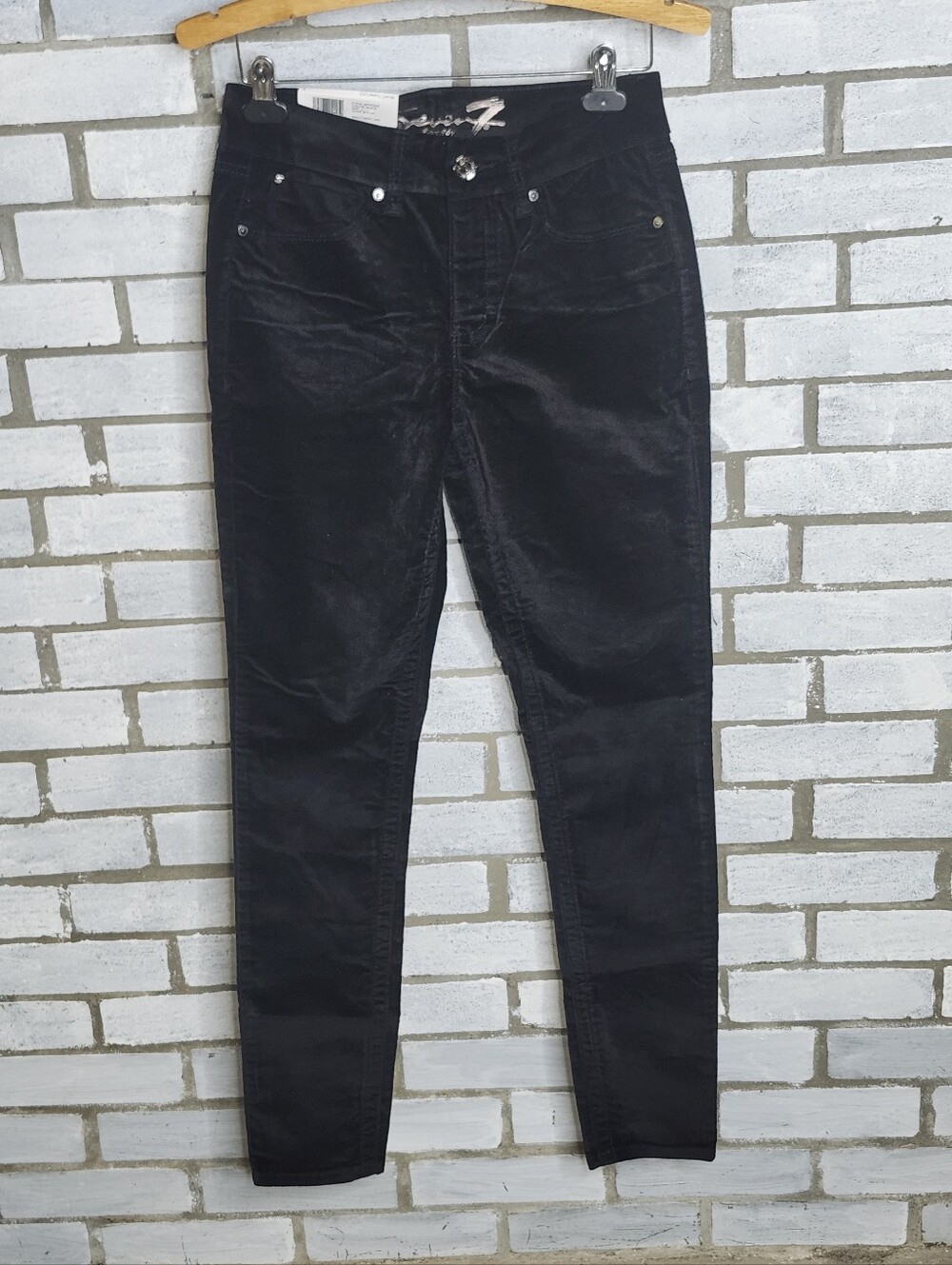 • Seven 7 Velvet Slimming Tummy Less High Rise Skinny Pants Black Size 4